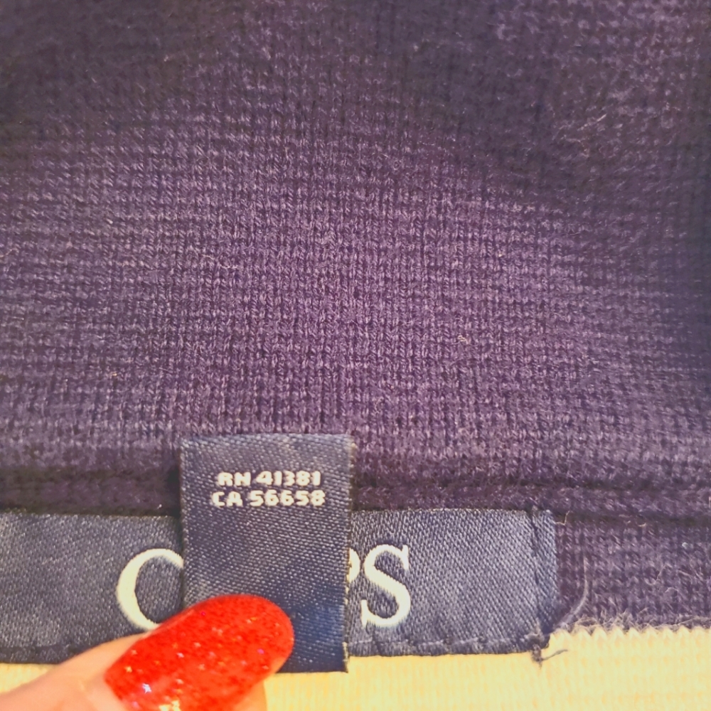 CHAPS Navy Striped Moto Style Zip Jacket - Picture 8 of 8